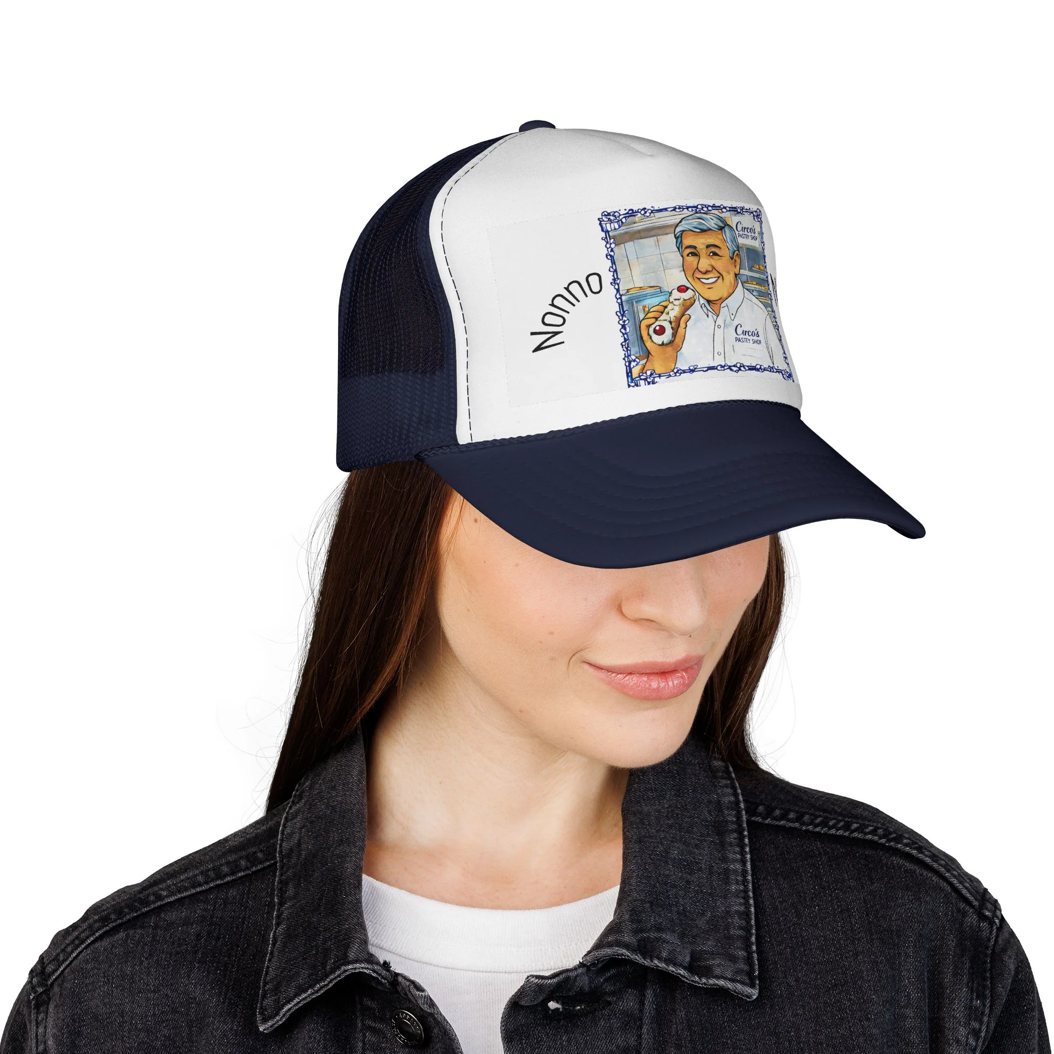 Trucker Cap — 'Nonno Nino' Italian Grandfather Portrait Hat - Image 17